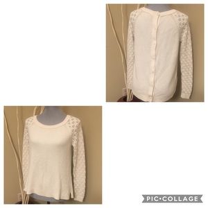 Loft cream colored medium sweater with button back